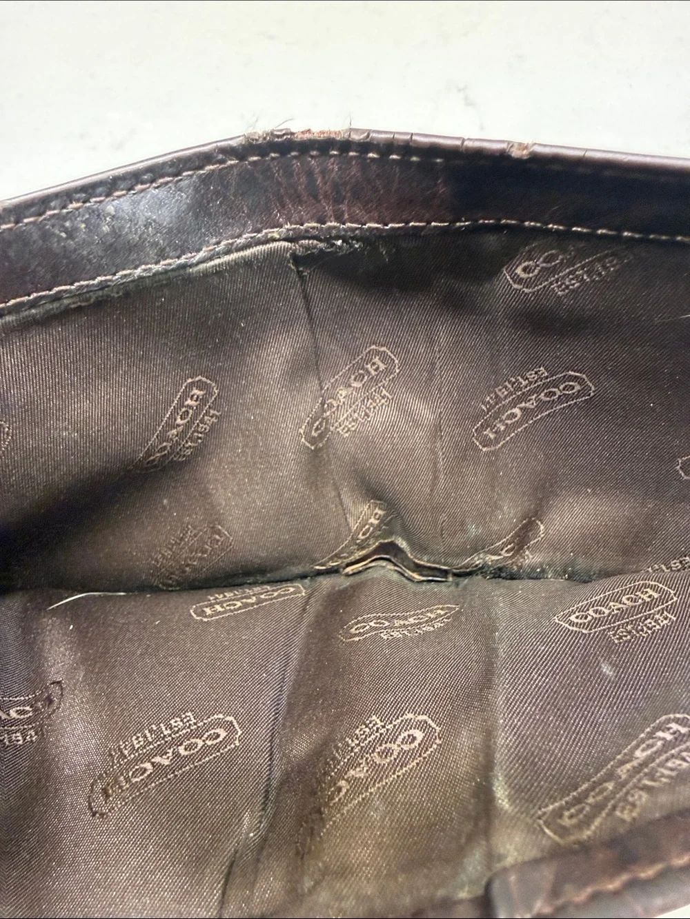 Coach Brown Leather Money Clip Wallet - Dark Brown Finish